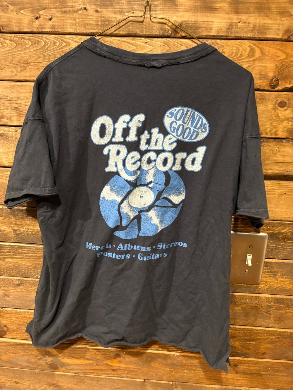 Aerie Off the Record Black Graphic band Tee Sounds Good distressed tshirt small